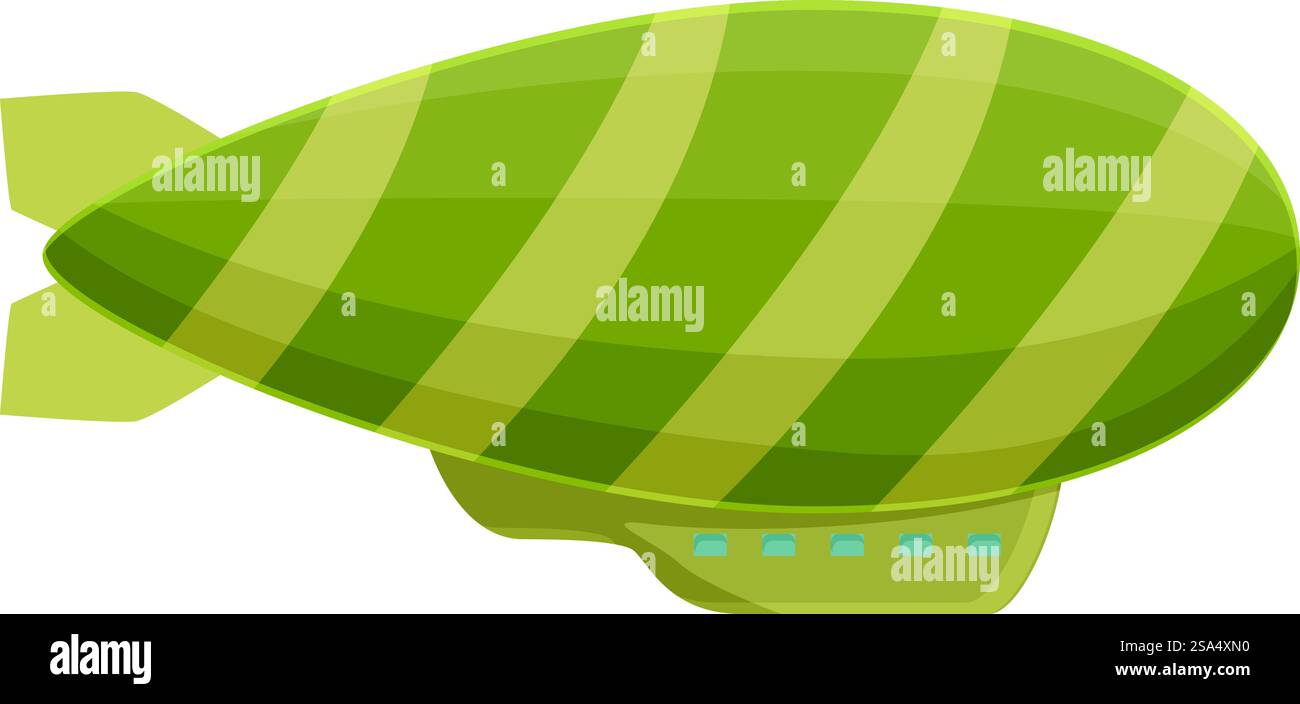 Le grand dirigeable zeppelin vert et jaune vole haut dans le ciel. Grand dirigeable zeppelin vert et jaune volant dans le ciel Illustration de Vecteur