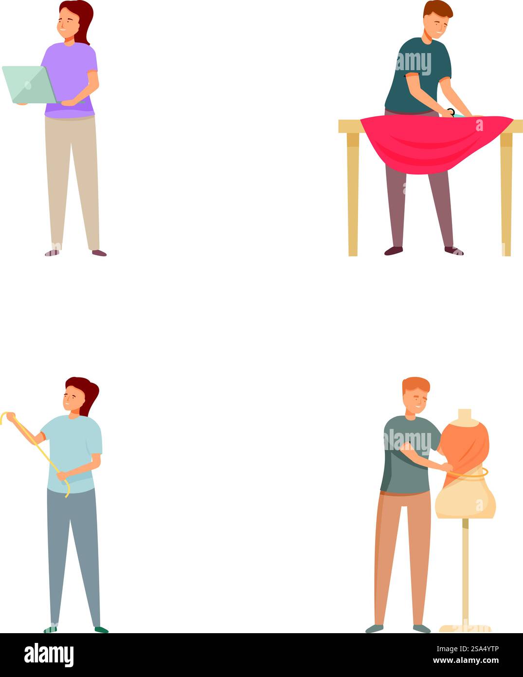 Ensemble d'illustrations d'individus engagés dans différentes professions créatives. Variété de professionnels créatifs au travail Illustration de Vecteur