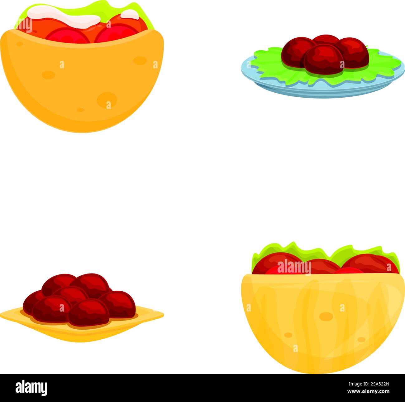 Les icônes de falafel définissent le vecteur de dessin animé. Falafel frais plein de viande et de légumes frais. Cuisine juive et arabe. Les icônes de falafel définissent le vecteur de dessin animé. Falafel frais plein de viande et de légumes frais Illustration de Vecteur