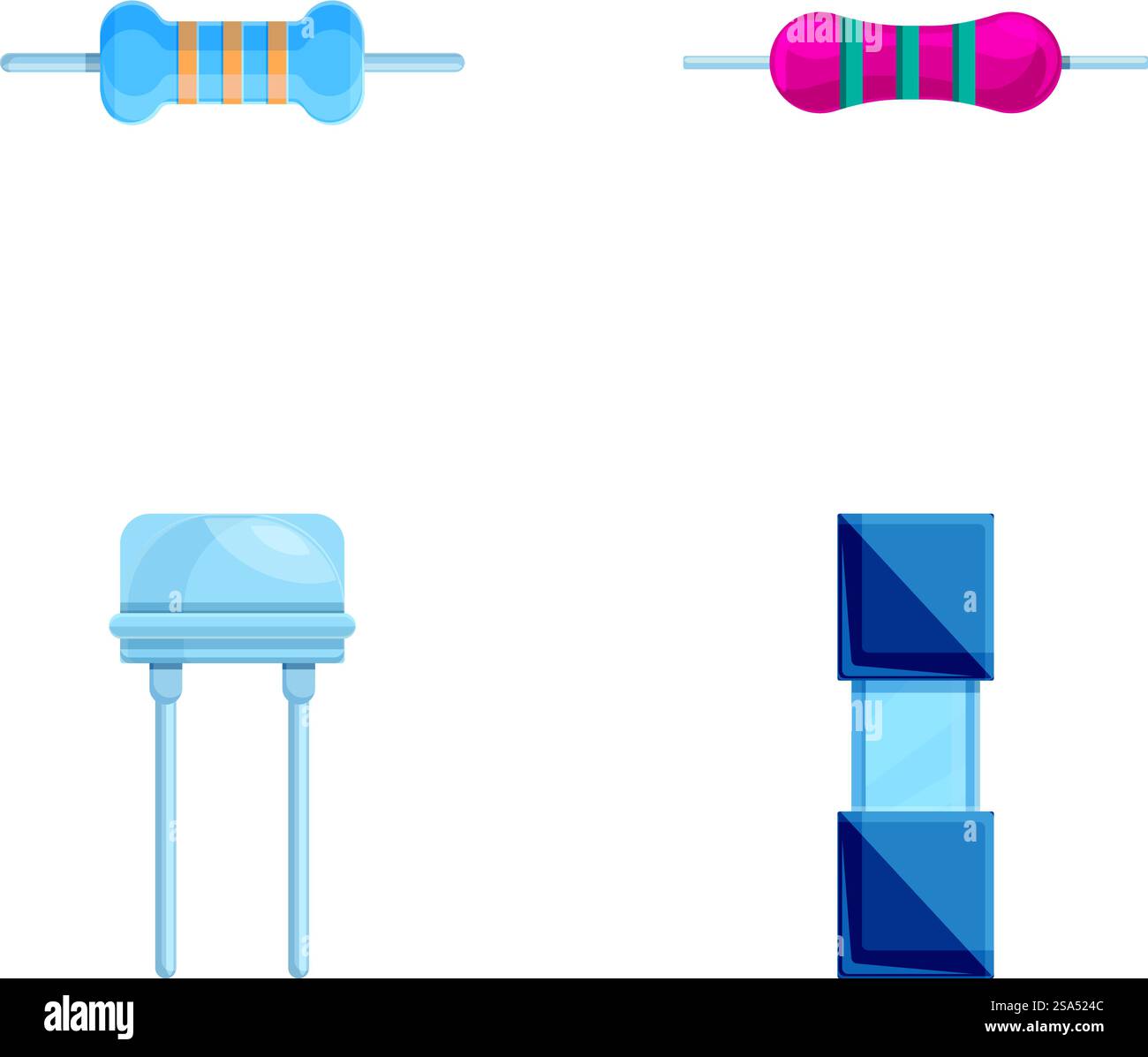 Les icônes de résistance définissent le vecteur de dessin animé. Résistance et transistor divers. Composant électronique. Les icônes de résistance définissent le vecteur de dessin animé. Résistance et transistor divers Illustration de Vecteur