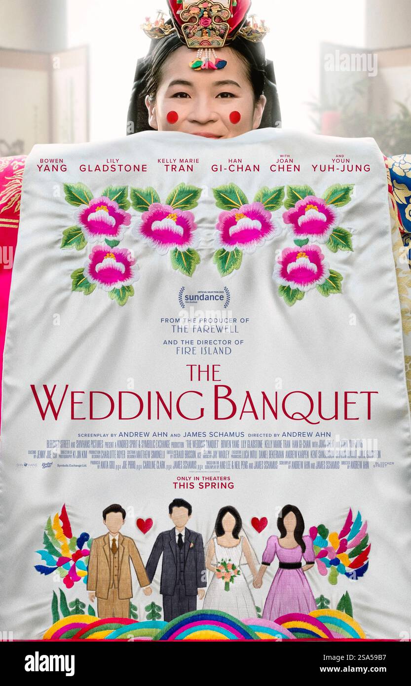 The Wedding banquet (2024) réalisé par Andrew Ahn et mettant en vedette Bowen Yang, Lily Gladstone et Kelly Marie Tran. Une comédie-drame romantique contemporaine qui suit une célébration traditionnelle chinoise de mariage, explorant la dynamique familiale, les traditions culturelles et les relations modernes. Affiche AMÉRICAINE À une feuille POUR USAGE ÉDITORIAL UNIQUEMENT. Crédit : BFA / A24 Banque D'Images