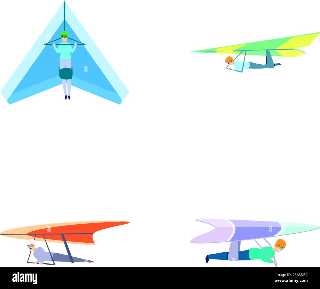 Accrocher les icônes de glisse définissent comme vecteur de dessin animé. Homme glissant volant sport extrême. Sport aérien, style de vie actif. Accrocher les icônes de glisse définissent comme vecteur de dessin animé. Homme glissant volant sport extrême Illustration de Vecteur