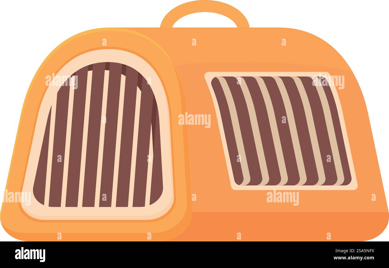 Transporteur orange pour animaux garantissant un voyage sûr et confortable pour les petits animaux. Porte-animaux orange protégeant les petits animaux pendant le voyage Illustration de Vecteur