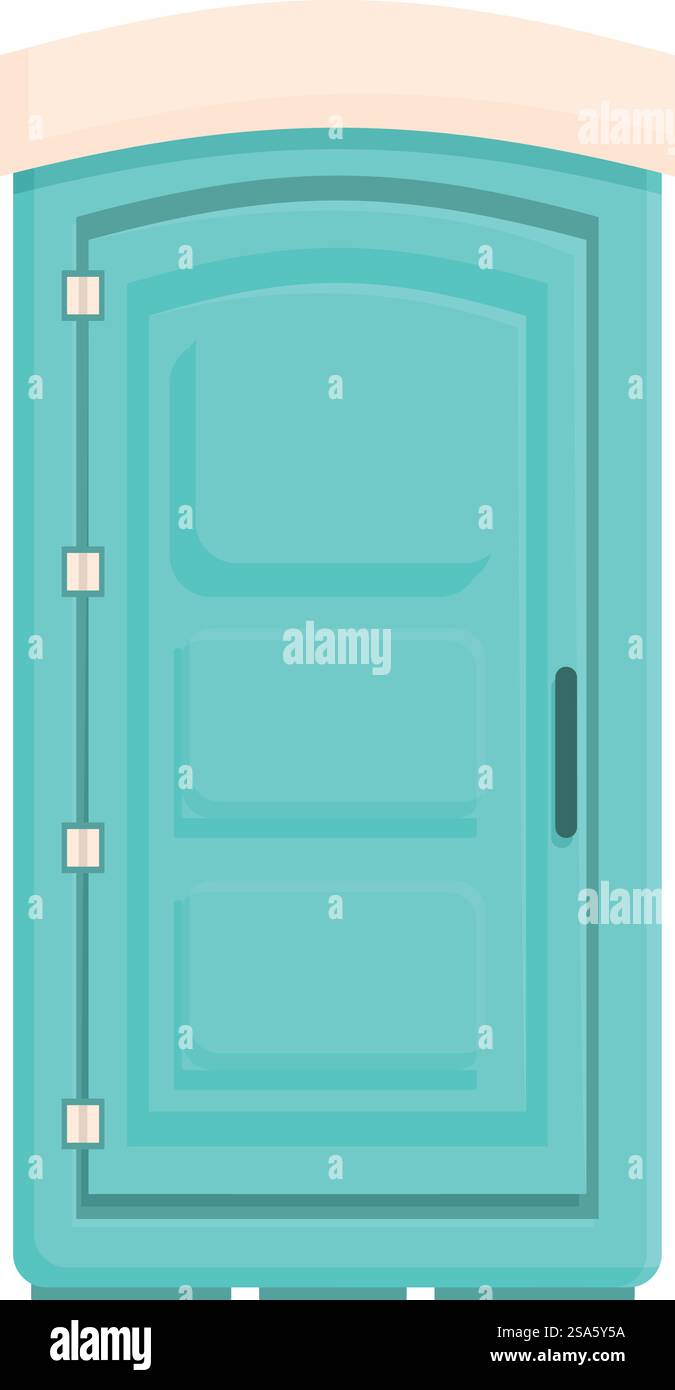 Cabine de toilette portable turquoise debout sur le sol, isolée sur fond blanc. Cabine de toilette portable turquoise debout sur le sol Illustration de Vecteur