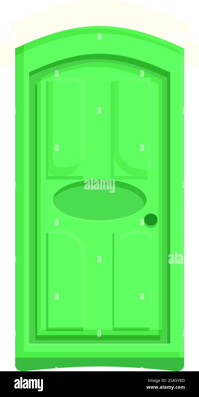 Cabine de toilette bio verte debout sur le sol, isolée sur un fond blanc. Cabine de toilette bio verte debout sur le sol Illustration de Vecteur