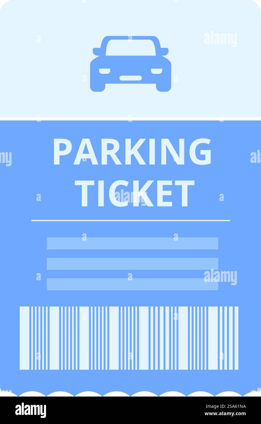 Ticket de parking bleu indiquant une amende pour place de parking illégale. Ticket de stationnement indiquant une amende pour place de stationnement illégale Illustration de Vecteur