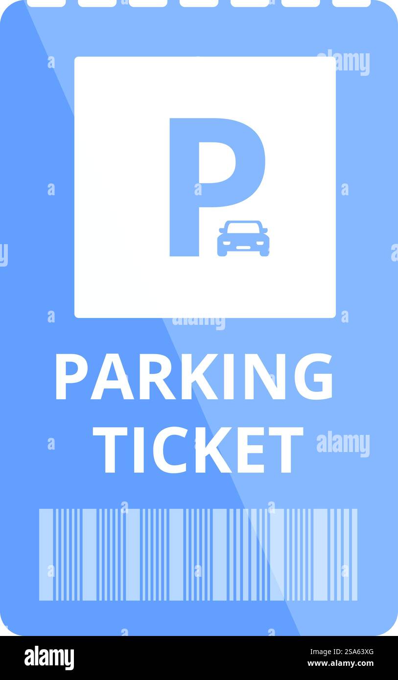 Ticket de stationnement bleu affiché sur un pare-brise de voiture pour une infraction de stationnement. Ticket de stationnement bleu montrant par le pare-brise Illustration de Vecteur