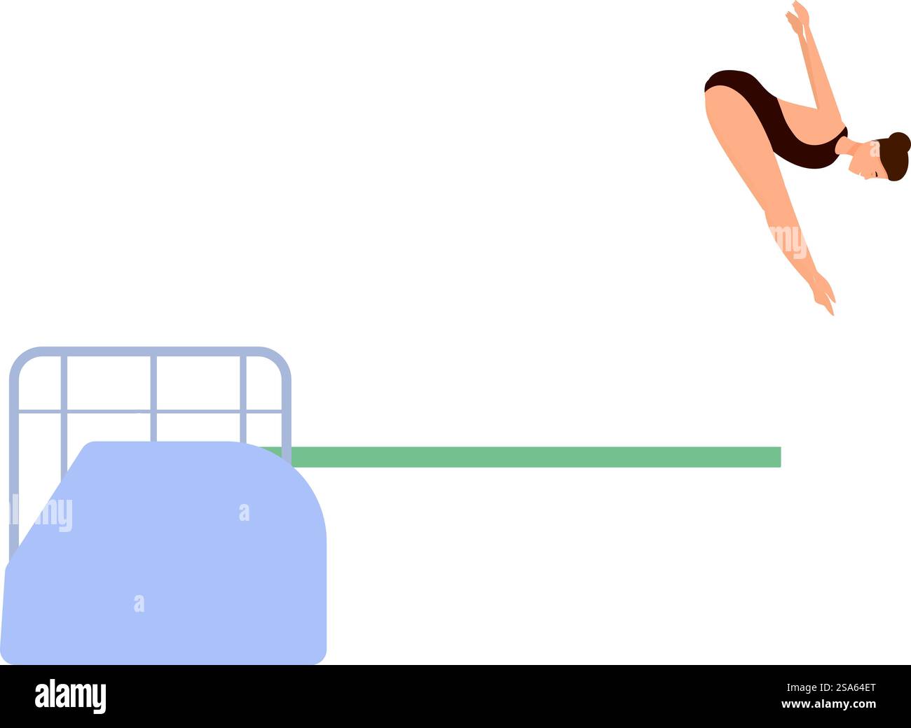 Jeune femme plongeant du tremplin dans une piscine. Jeune femme plongeant du tremplin dans la piscine Illustration de Vecteur