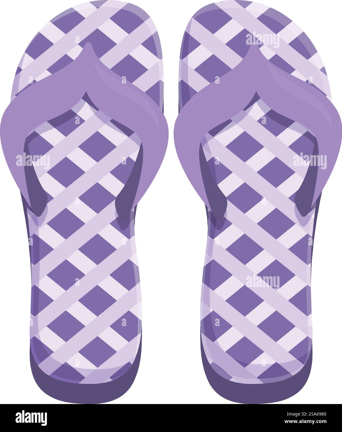 Paire de tongs violettes avec motif géométrique, une option de chaussures classique pour profiter des vacances d'été. Paire de tongs violettes avec motif géométrique pour les vacances d'été Illustration de Vecteur
