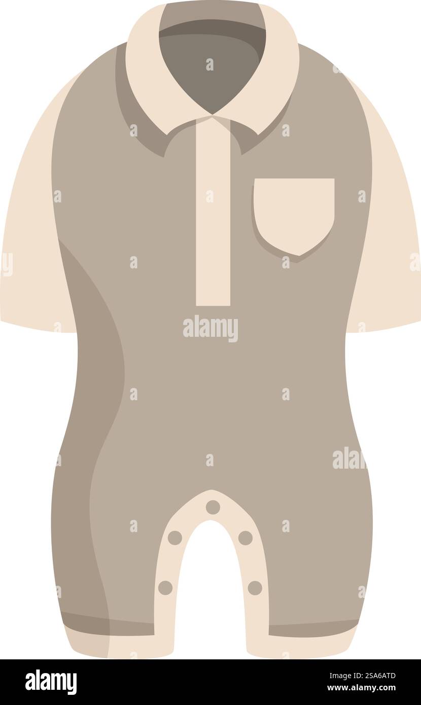 Combinaison beige bébé garçon avec manches courtes et col, un vêtement moderne et confortable pour les nouveau-nés. Combinaison beige bébé garçon avec manches courtes et col Illustration de Vecteur