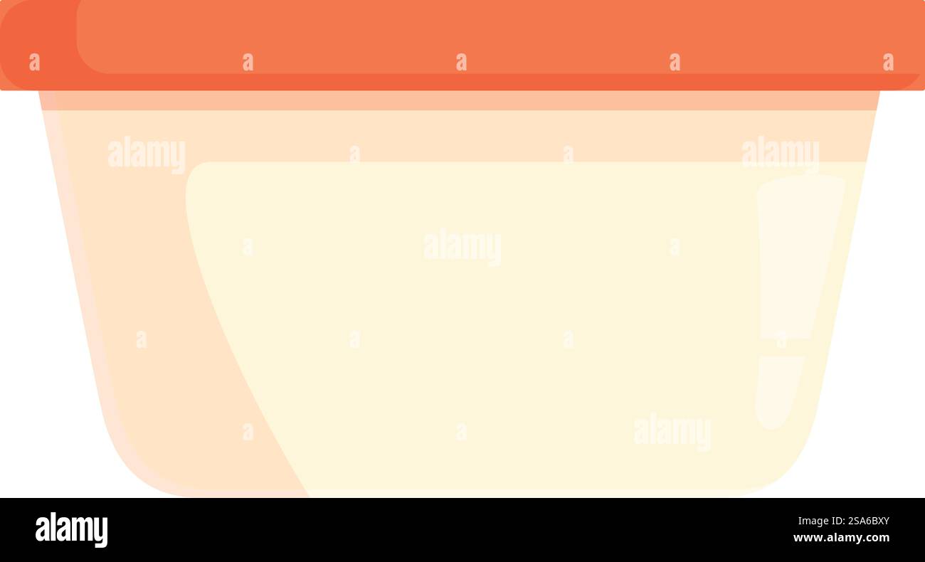 Récipient en plastique vide avec couvercle rouge pour stocker les aliments, isolé sur fond blanc. Récipient en plastique avec couvercle rouge pour le stockage des aliments Illustration de Vecteur