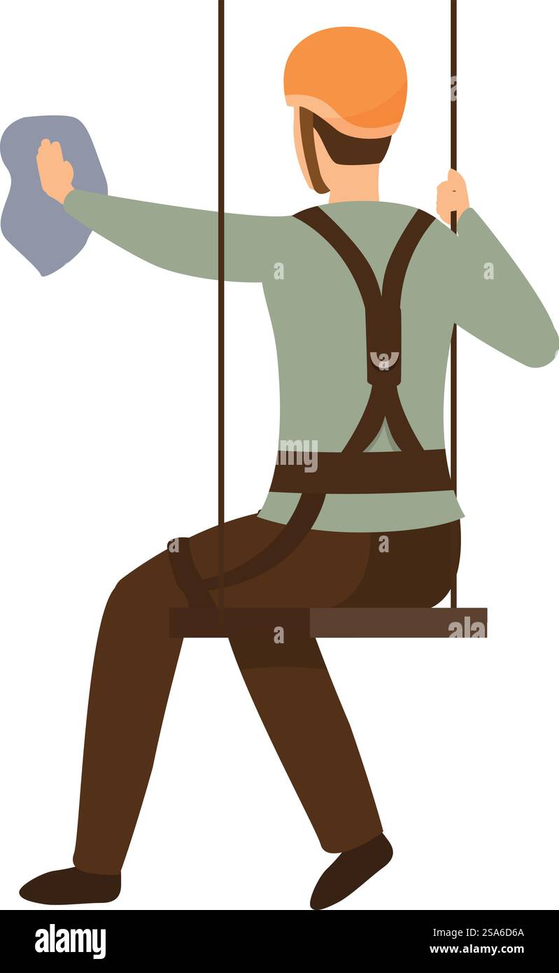 Grimpeur industriel portant un équipement de sécurité nettoie une fenêtre pendant qu'elle est suspendue à une balançoire de corde. Grimpeur industriel nettoyant les fenêtres tout en accrochant à la balançoire de corde Illustration de Vecteur Grimpeur industriel portant un équipement de sécurité nettoie une fenêtre pendant qu'elle est suspendue à une balançoire de corde. Grimpeur industriel nettoyant les fenêtres tout en accrochant à la balançoire de corde Illustration de Vecteur