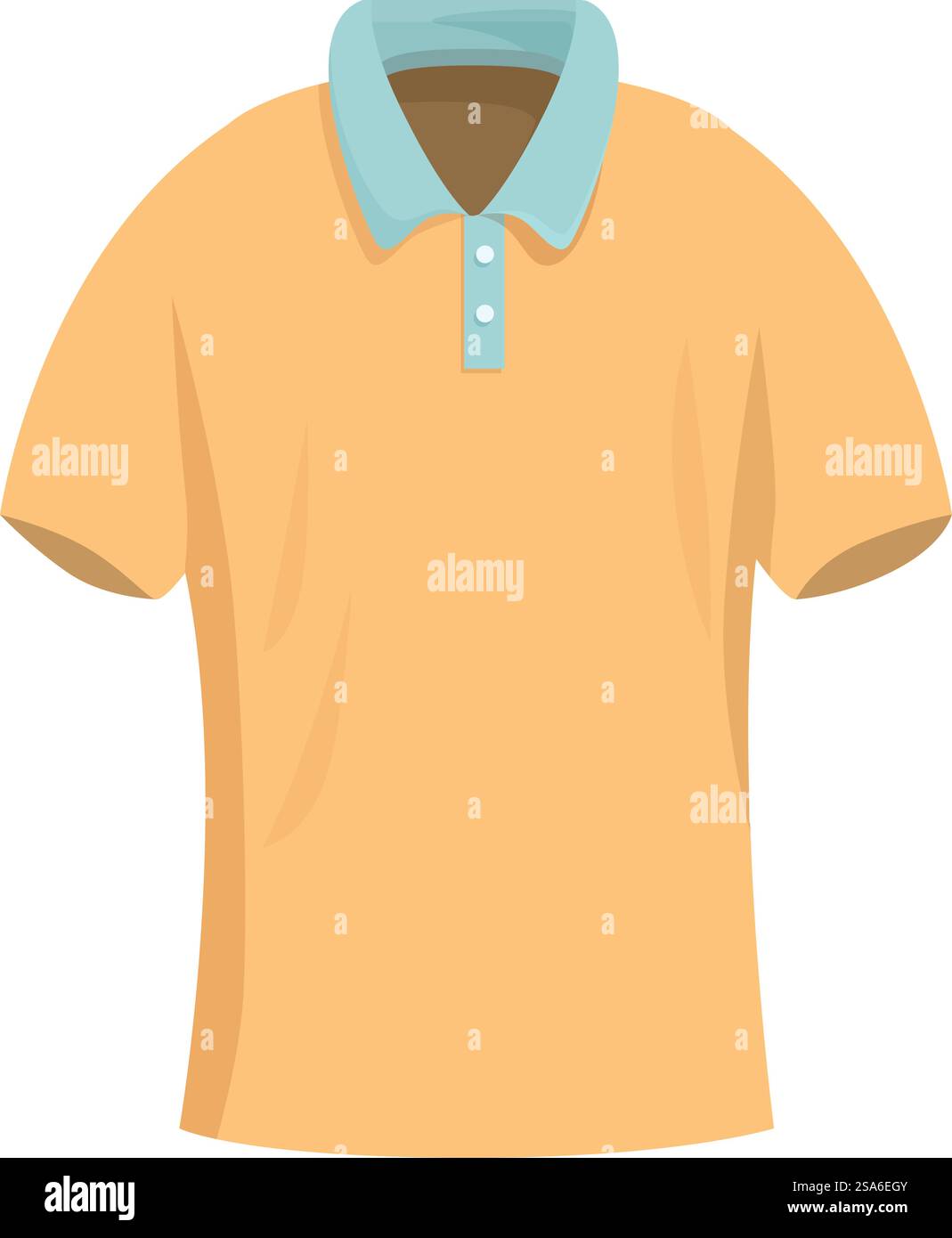 Polo jaune avec col bleu présentant un style décontracté et confortable. Polo jaune avec col bleu isolé sur fond blanc Illustration de Vecteur