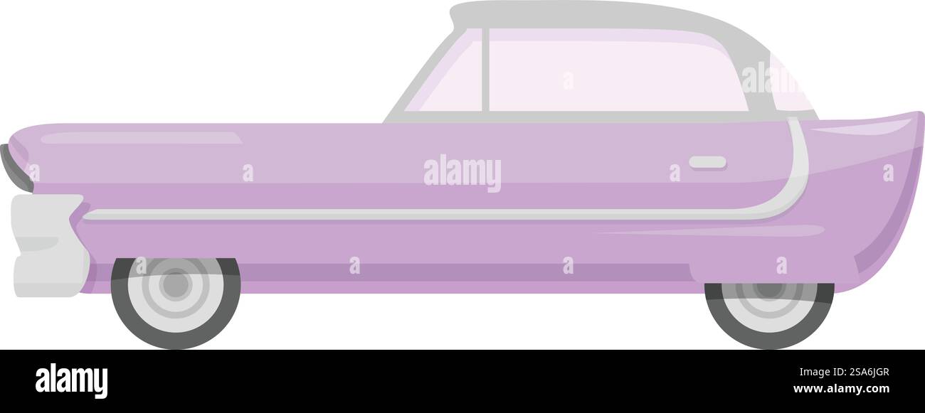 Illustration d'une voiture classique dans un style vintage, mettant en valeur les éléments de design emblématiques d'une époque révolue. Illustration de voiture rétro violette représentant le design automobile classique Illustration de Vecteur