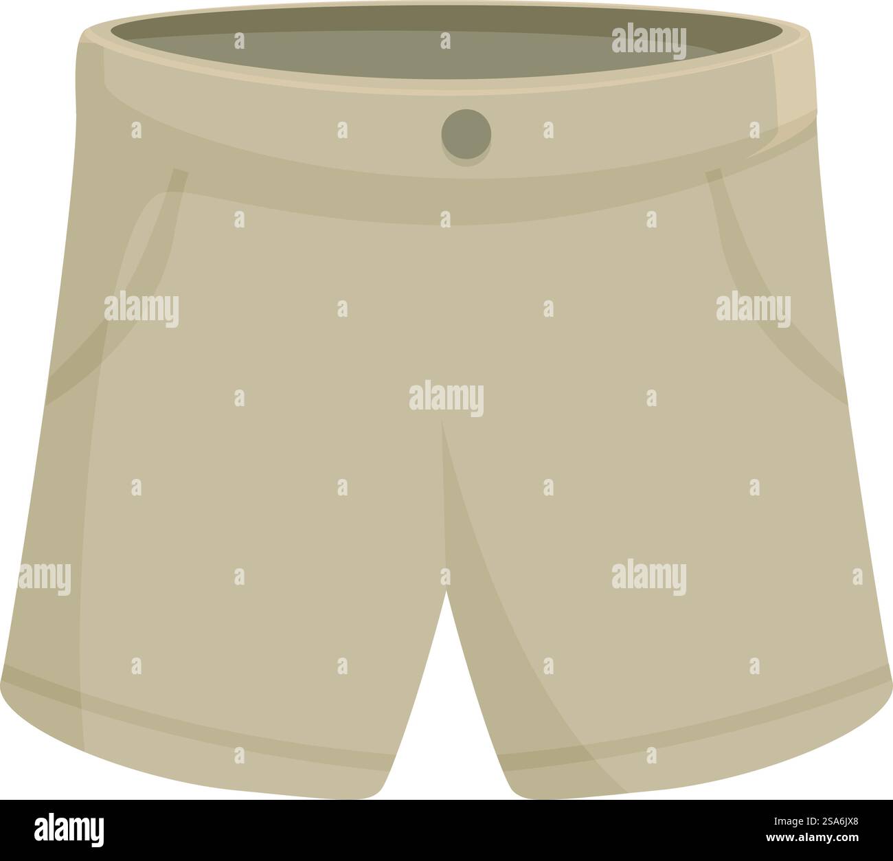 Short kaki avec fermeture boutonnée à la taille, mettant en valeur un style décontracté et confortable. Short décontracté avec fermeture boutonnée Illustration de Vecteur