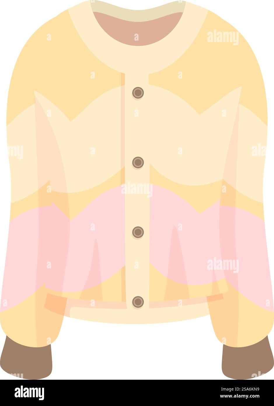 Illustration de mode de veste jaune et rose avec manches longues, fermeture à bouton, encolure ronde et silhouette ajustée. Veste jaune et rose avec boutons illustration de mode Illustration de Vecteur