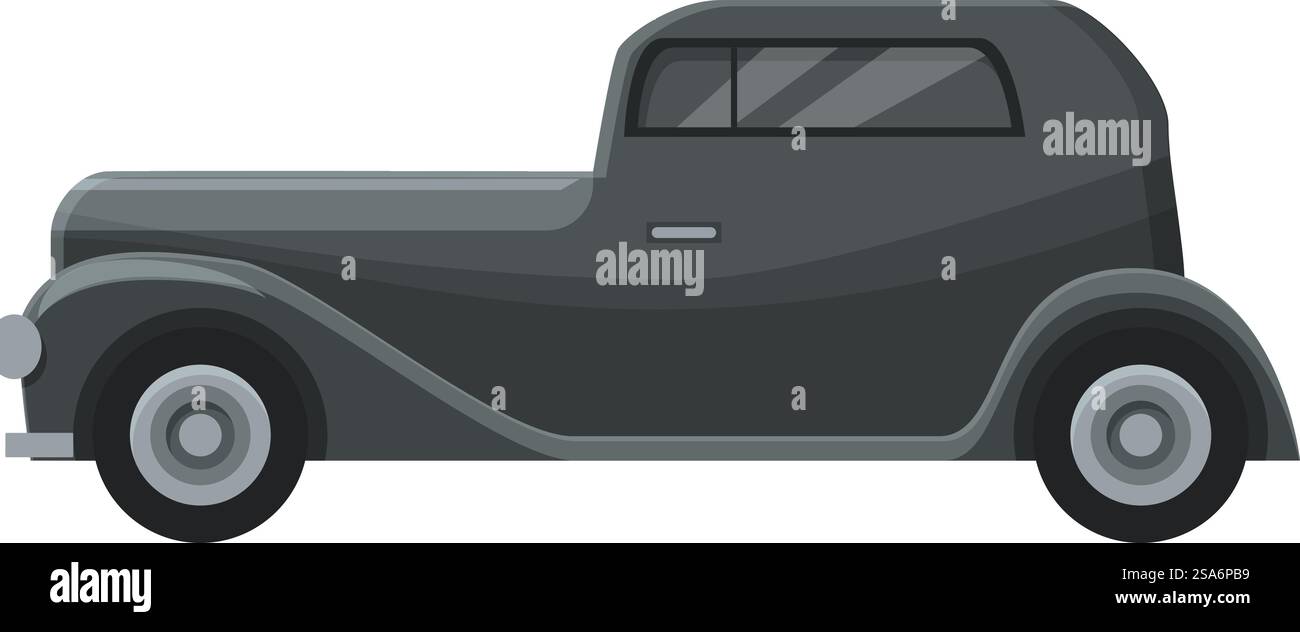 Élégante voiture rétro noire debout sur fond blanc, véhicule vintage, concept de transport automobile. Voiture rétro noire debout sur fond blanc Illustration de Vecteur