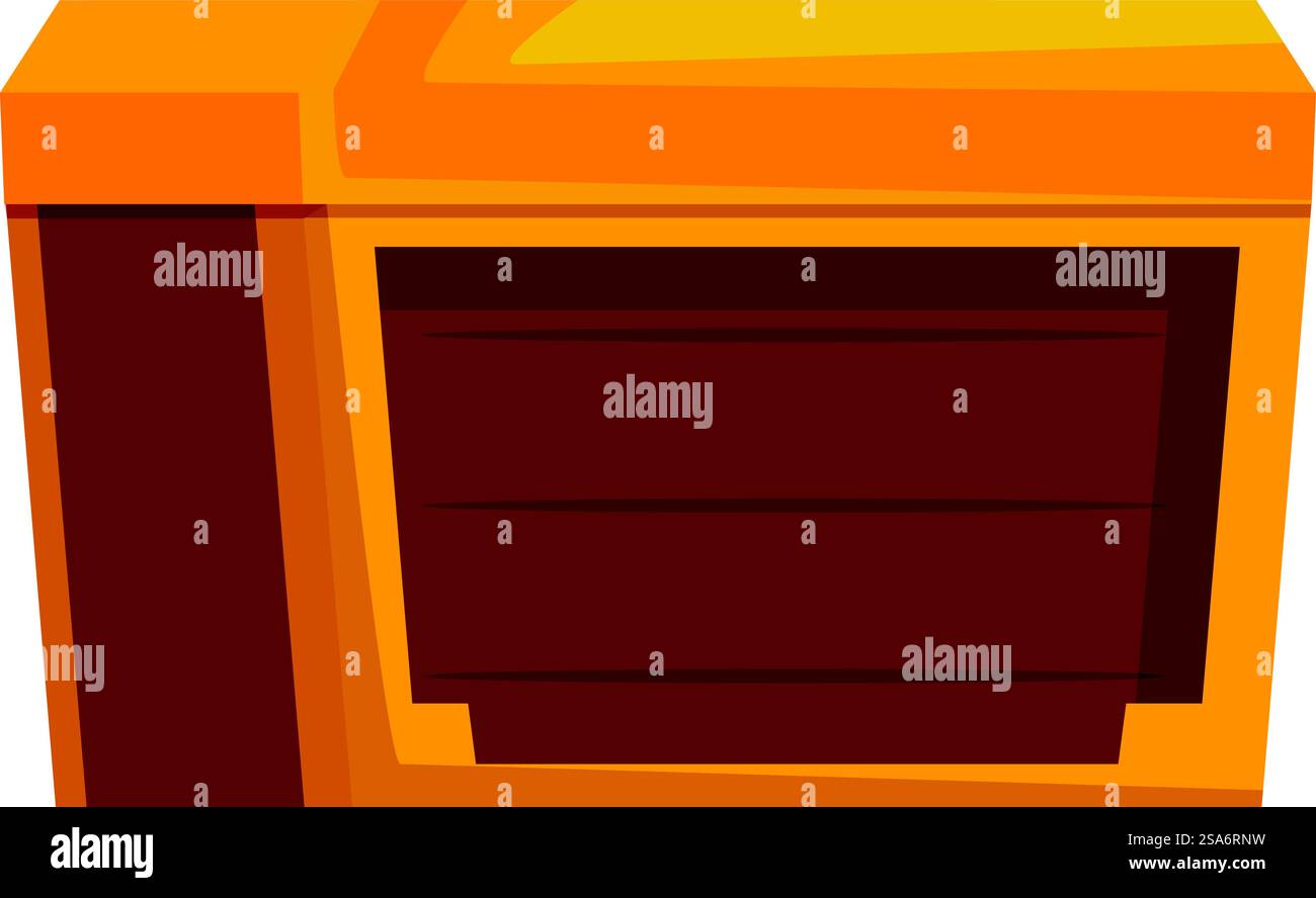 Coffre au trésor en bois fermé avec cadre doré pour la conception de l'interface utilisateur dans le jeu vidéo Illustration de Vecteur