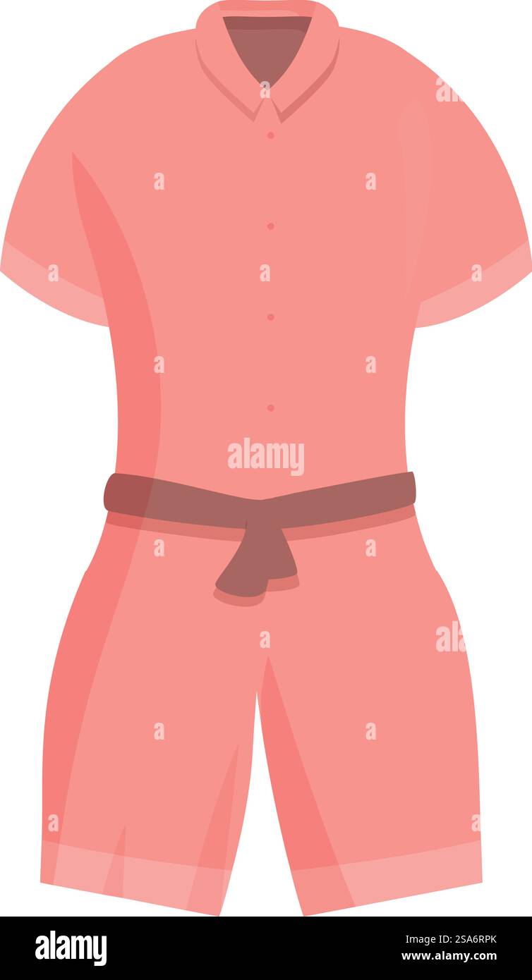 Illustration de mode d'une combinaison rose, avec manches courtes et une ceinture, parfait pour mettre en valeur les vêtements d'été ou décontractés. Combinaison rose à manches courtes et illustration de mode ceinture Illustration de Vecteur