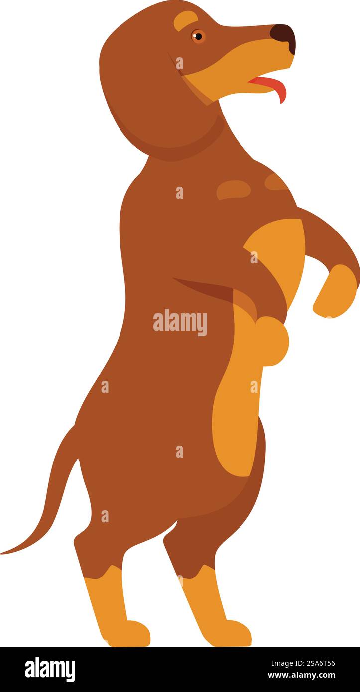 Illustration d'un teckel brun debout sur ses pattes arrière. Teckel brun debout sur les pattes arrière illustration Illustration de Vecteur