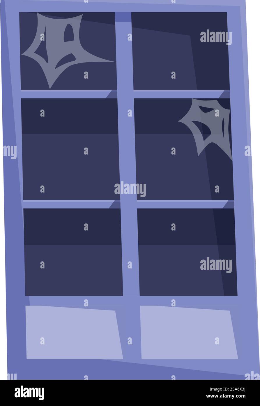 La vieille fenêtre cassée avec des toiles d'araignée montre la négligence et le manque d'entretien. La vieille fenêtre cassée avec des toiles d'araignée montre de la négligence Illustration de Vecteur