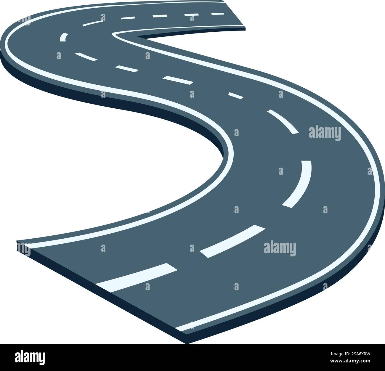 La route sinueuse avec des marquages de voie est courbée en forme de s. Route sinueuse courbe dans l'espace en projection isométrique Illustration de Vecteur