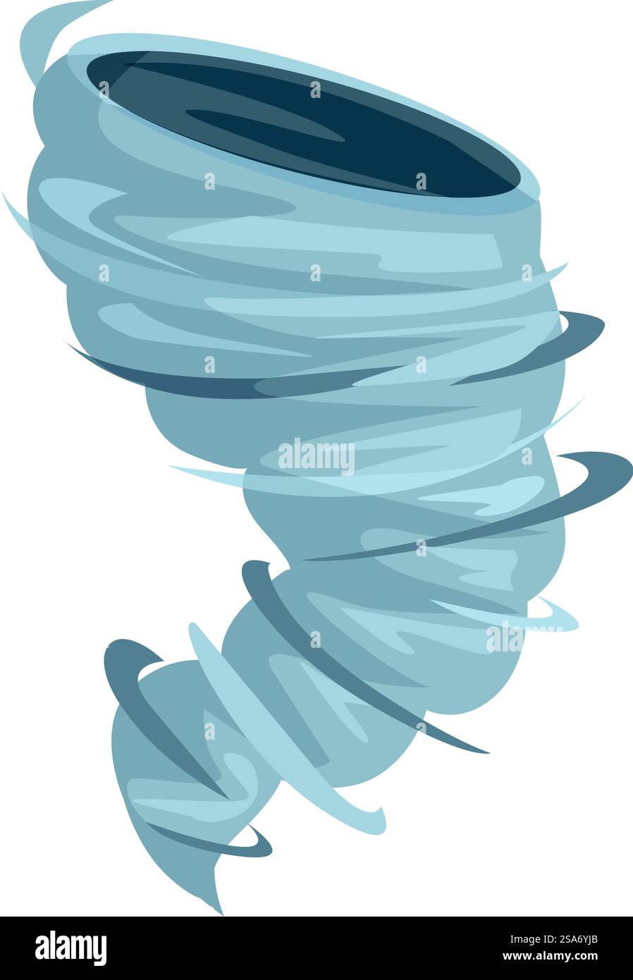 Illustration de bande dessinée d'une tornade puissante et destructrice en rotation, un symbole puissant de catastrophes naturelles. Puissante tornade destructrice rotative, illustration de catastrophe naturelle Illustration de Vecteur