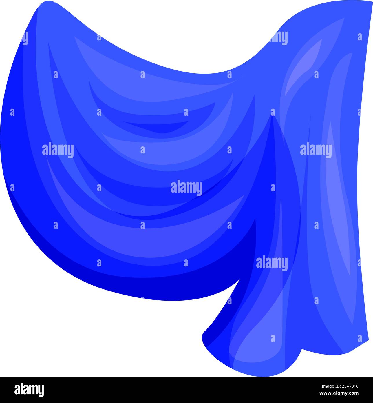 Tissu en soie bleue qui coule dans l'air, créant des plis élégants et une sensation de mouvement. Tissu de soie bleu circulant dans l'air ondulant et soufflant Illustration de Vecteur
