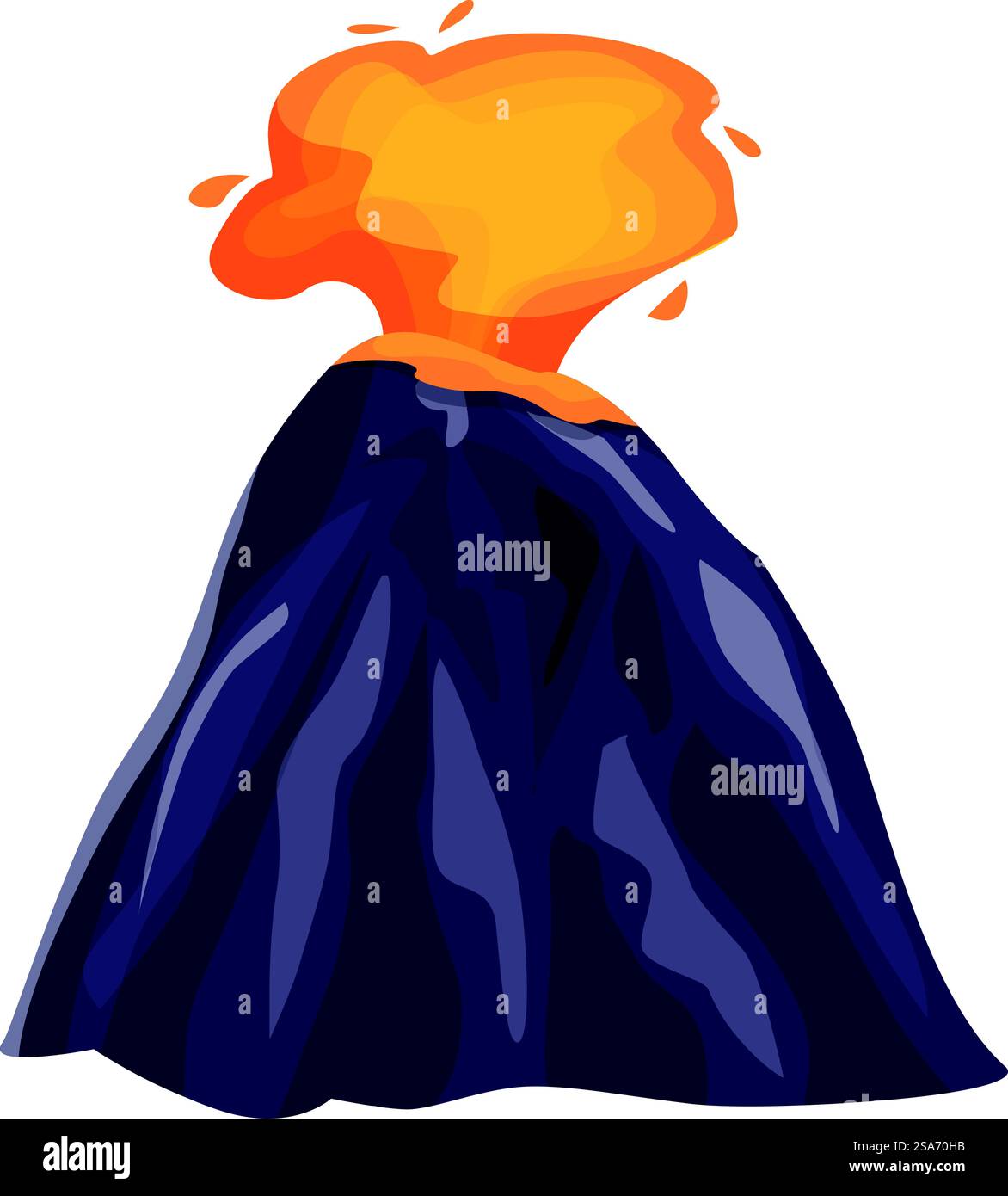 Volcan en éruption, avec de la lave fondue qui jaillit du cratère. Volcan en éruption avec de la lave fondue qui jaillit du cratère Illustration de Vecteur