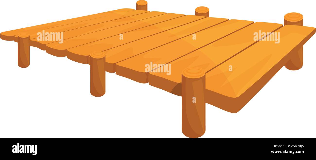 La jetée en bois robuste s'étend sur l'eau, offrant un endroit parfait pour la pêche, la détente, ou profiter de la vue sur le front de mer. Jetée en bois s'étendant au-dessus de l'eau pour la pêche ou les loisirs Illustration de Vecteur