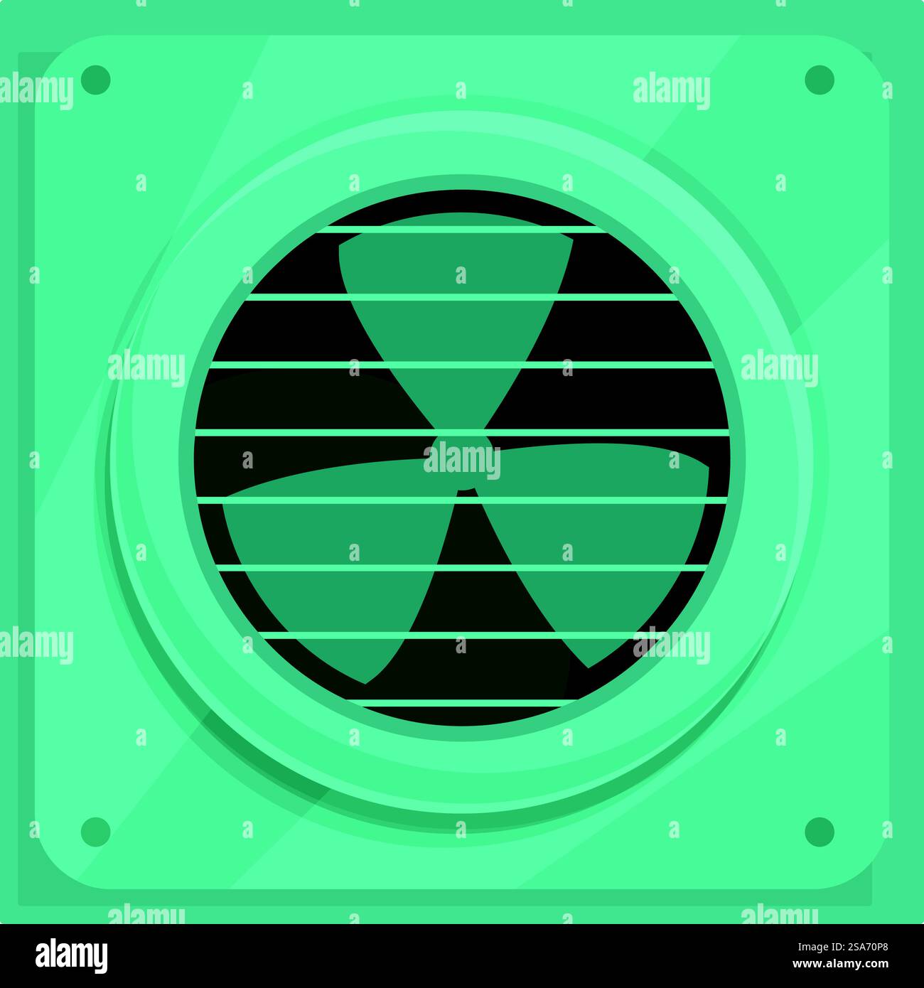Le ventilateur rond est intégré dans un panneau carré, fournissant de l'air frais à la pièce. Ventilateur rond avec ventilateur rotatif fournissant de l'air frais Illustration de Vecteur