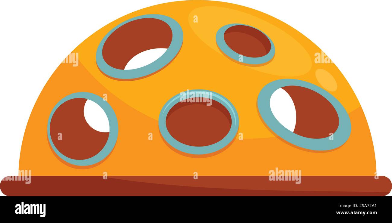 Dôme d'escalade orange avec trous pour les enfants jouant dans le parc. Dôme d'escalade avec trous pour les loisirs de terrain de jeu Illustration de Vecteur