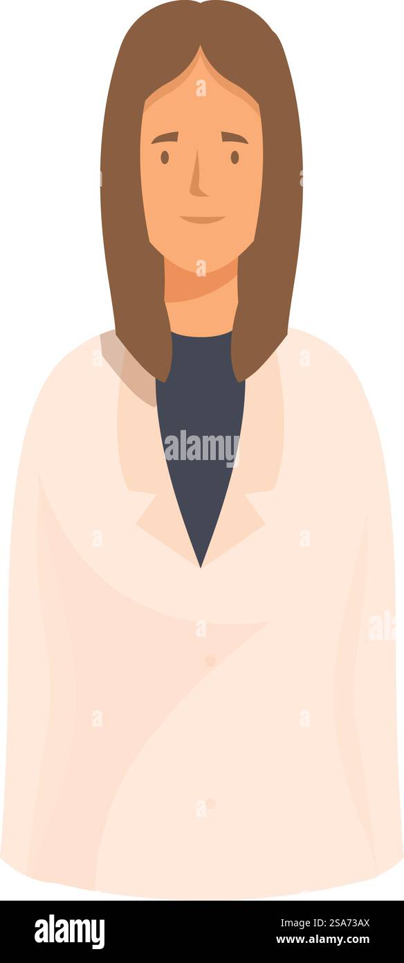 Médecin confiant portant une blouse de laboratoire souriante. Amicale Doctor sourit dans sa blouse de laboratoire Illustration de Vecteur