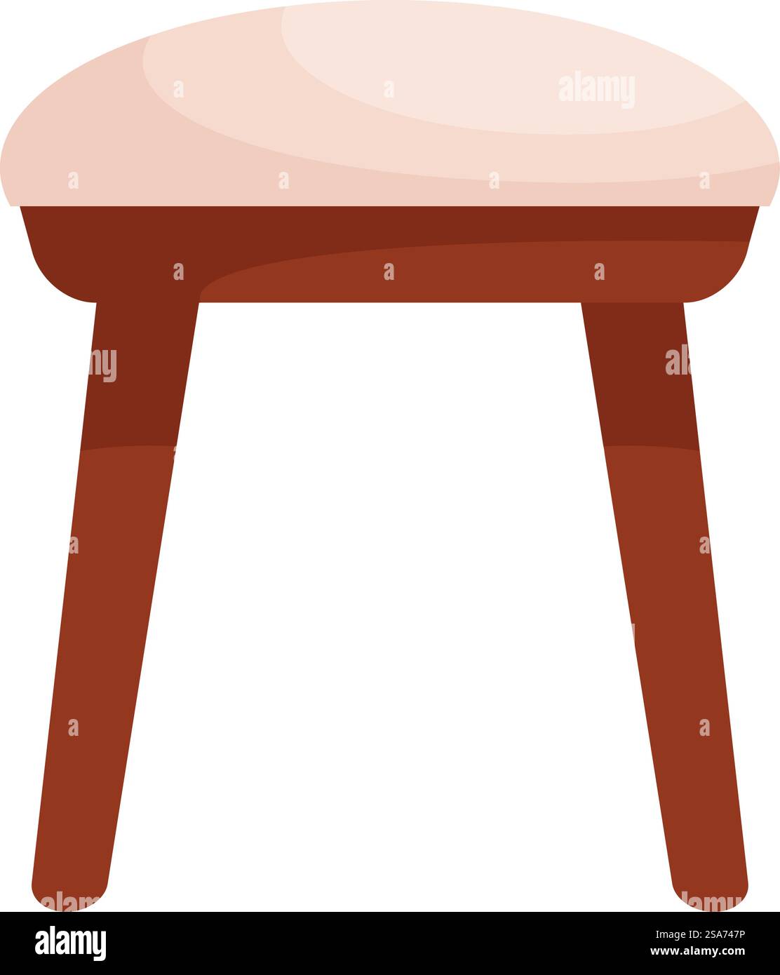 Tabouret rond avec siège mou debout sur quatre pieds, élément de mobilier pour la conception d'appartement. Tabouret rond avec siège mou debout sur quatre jambes Illustration de Vecteur