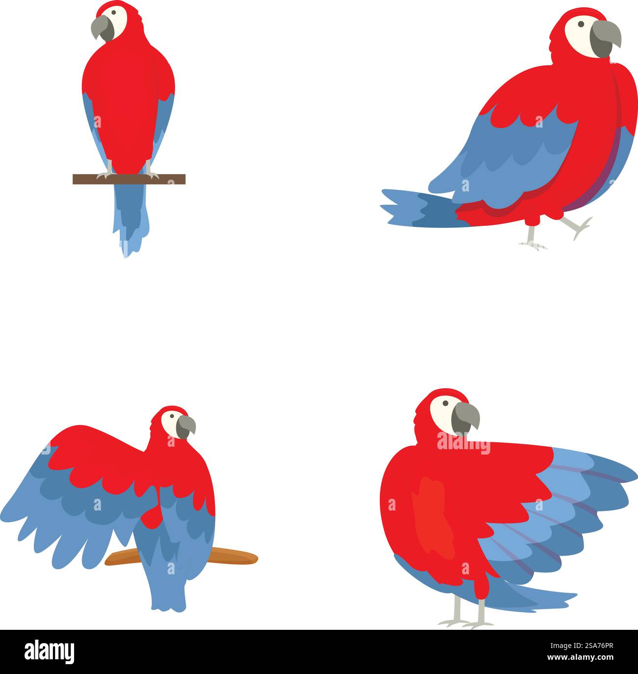 Icônes d'oiseau de perroquet définissent le vecteur de dessin animé. Magnifique aras de perroquet coloré. Oiseau tropical. Icônes d'oiseau de perroquet définissent le vecteur de dessin animé. Magnifique aras de perroquet coloré Illustration de Vecteur