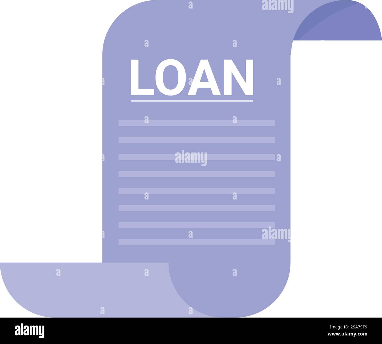 Document d'accord de prêt représentant le prêt d'argent de la banque à un particulier ou à une entreprise. Document d'accord de prêt représentant l'argent prêté par la banque Illustration de Vecteur