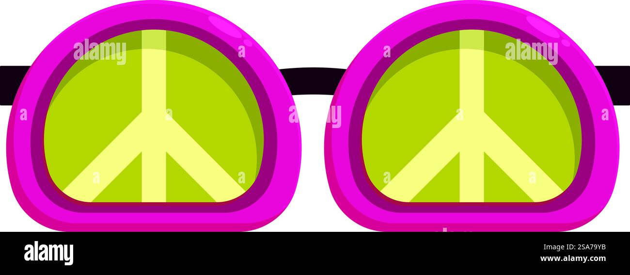 Lunettes roses montrant un signe de paix reflétant une vision positive de la vie et promouvant le pacifisme. Lunettes roses montrant un signe de paix reflétant une perspective positive Illustration de Vecteur