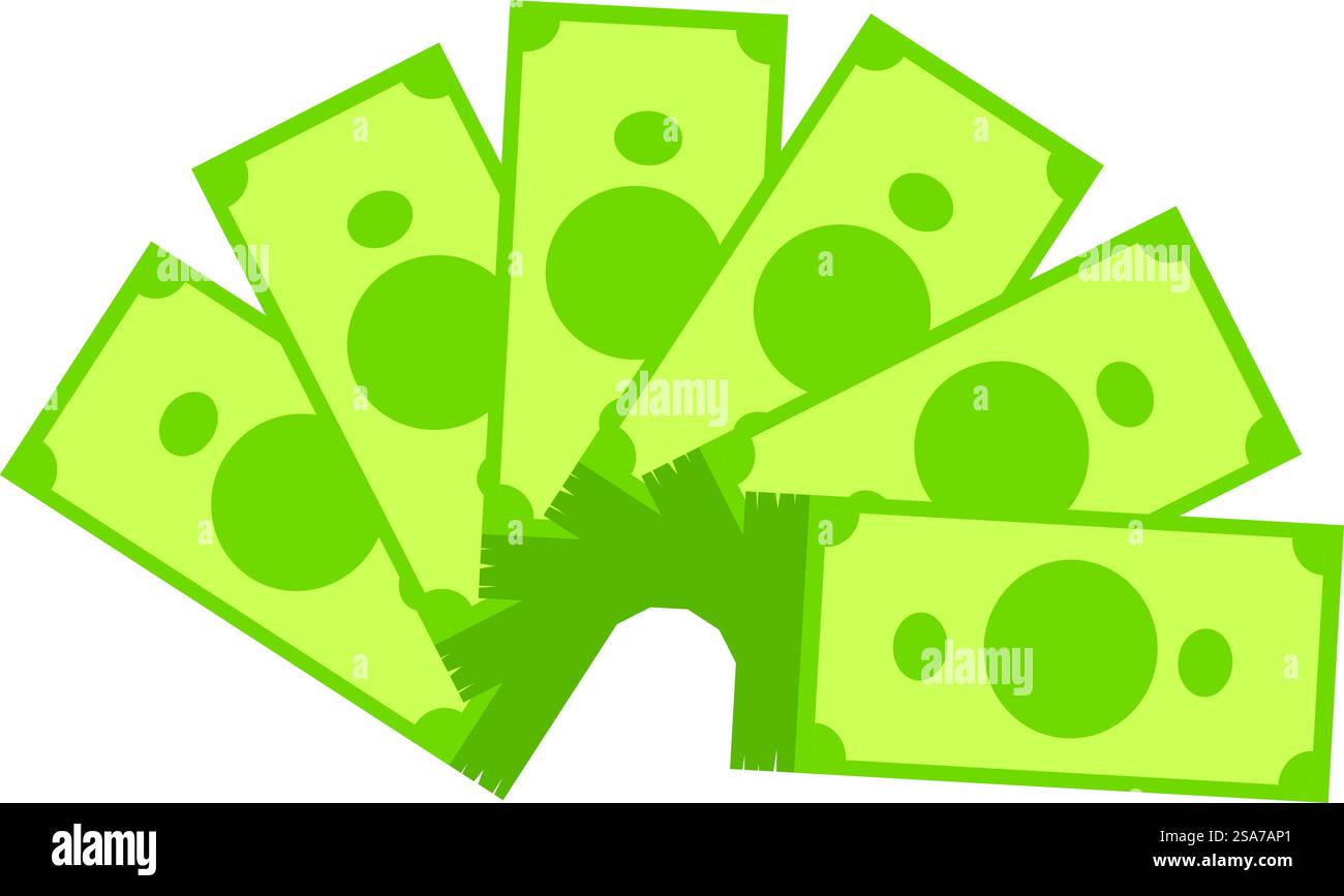 Les factures d'argent grandissent et forment un demi-cercle vert représentant un revenu financier positif et la croissance de l'entreprise. Les billets d'argent grandissant formant un demi-cercle vert Illustration de Vecteur