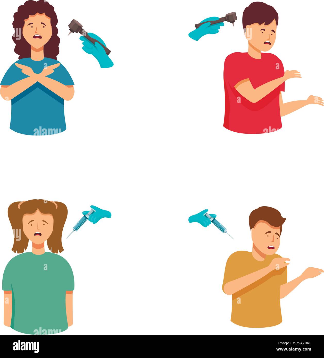 Collection de personnages de dessins animés avec des pistolets à eau dans diverses poses et expressions. Personnes avec des illustrations de pistolet à eau Illustration de Vecteur