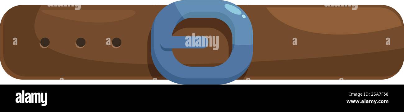 Ceinture en cuir marron avec boucle bleue serrant une paire de pantalons. Ceinture en cuir marron avec pantalon de serrage à boucle bleue Illustration de Vecteur