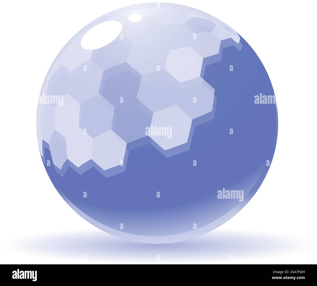 Sphère bleue montrant un motif en nid d'abeilles, représentant des concepts tels que la technologie, le réseau et la connexion. Sphère bleue montrant un motif en nid d'abeilles sur fond blanc Illustration de Vecteur