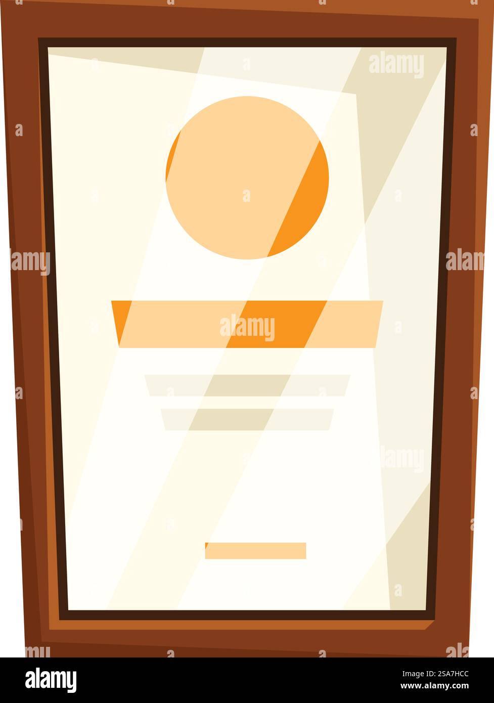 Le certificat encadré est accroché à un mur, représentant la réussite et le succès. Certificat encadré accroché au mur représentant la réussite Illustration de Vecteur