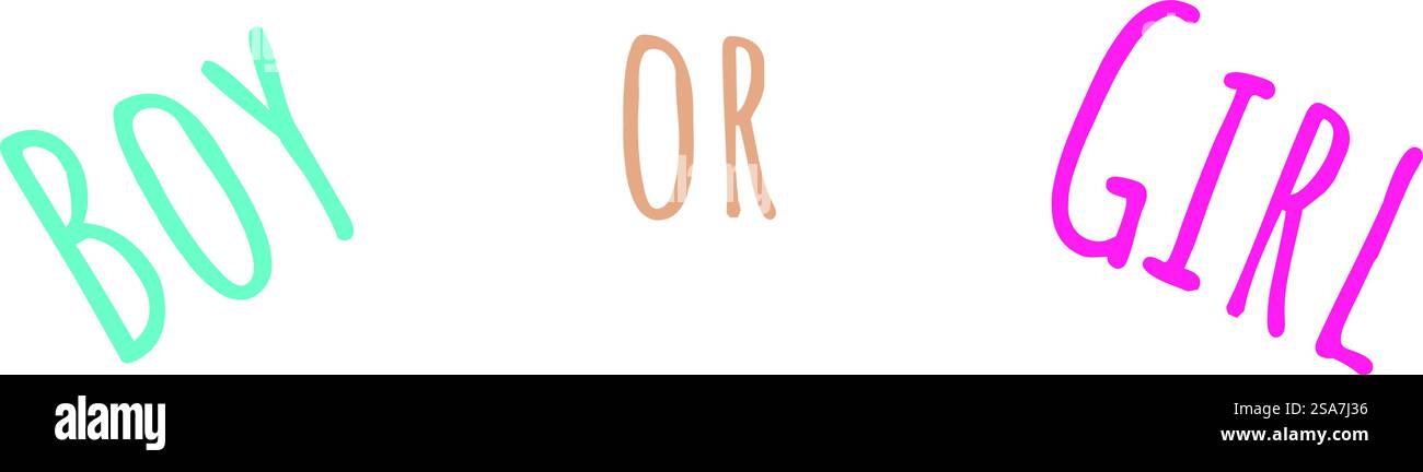 Sexe révéler l'invitation à la fête avec message texte garçon ou fille. Texte rose et bleu annonçant garçon ou fille pour douche de bébé Illustration de Vecteur