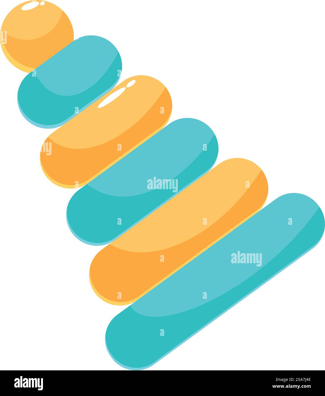 Pyramide de jouet en plastique coloré pour les tout-petits développant des compétences. Pyramide de jouet de bébé empilant isolé sur fond blanc Illustration de Vecteur