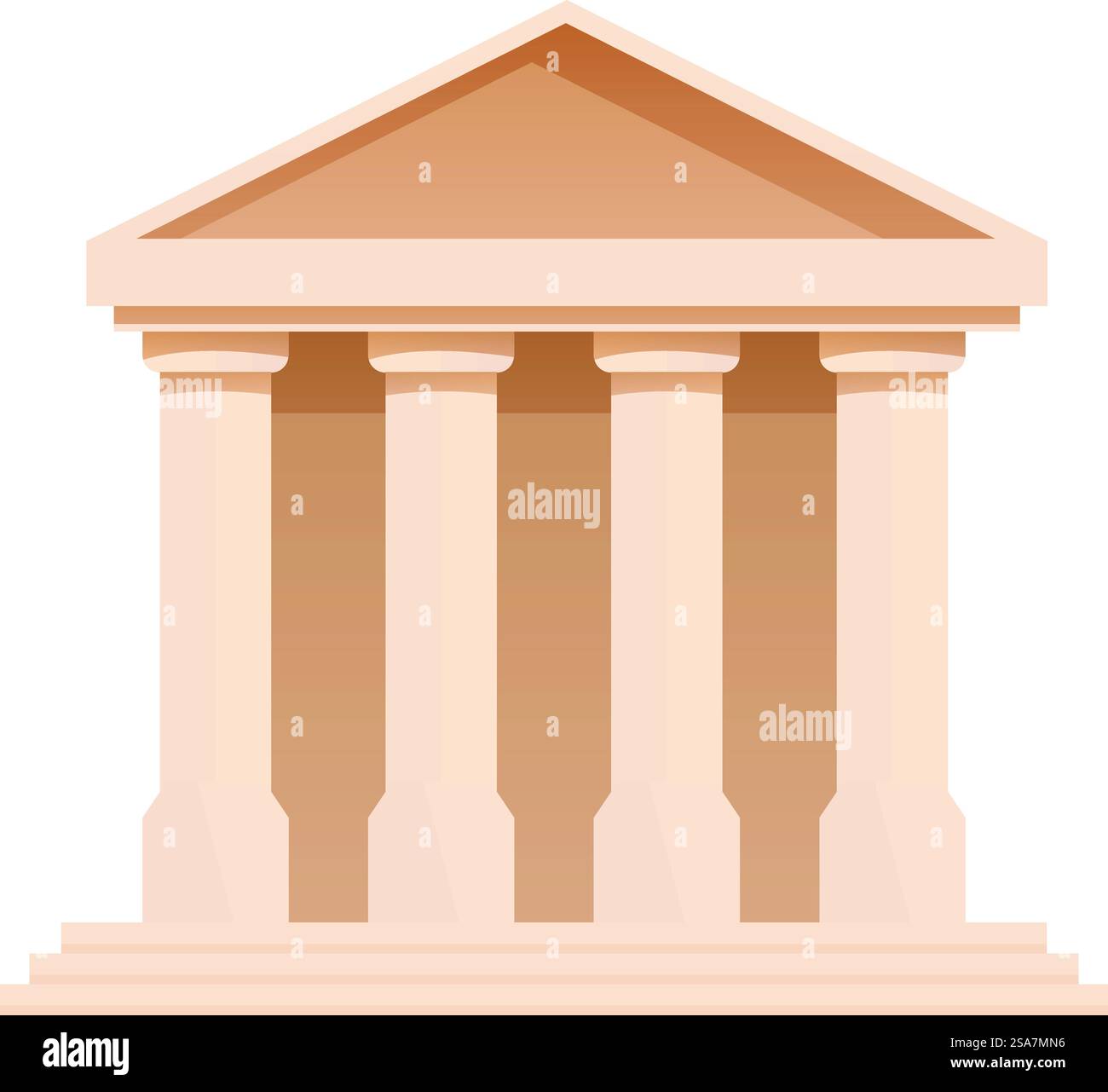 Illustration d'une façade de temple grec classique avec des colonnes et un fronton, isolé sur blanc. Façade de temple grec antique avec colonnes et fronton Illustration de Vecteur