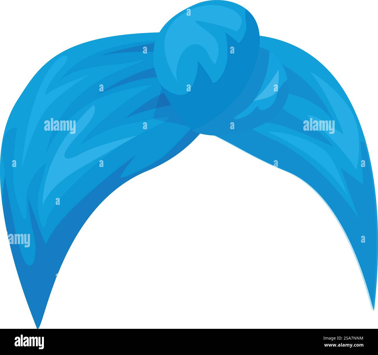 Foulard noué bandana bleu couvrant l'accessoire de mode cheveux. Foulard noué bleu couvrant les cheveux comme accessoire de mode Illustration de Vecteur