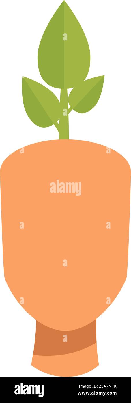 La jeune plante pousse à partir d'un sommet de carotte, symbolisant de nouveaux débuts et le cycle de la vie. Jeune plante poussant à partir d'un sommet de carotte Illustration de Vecteur