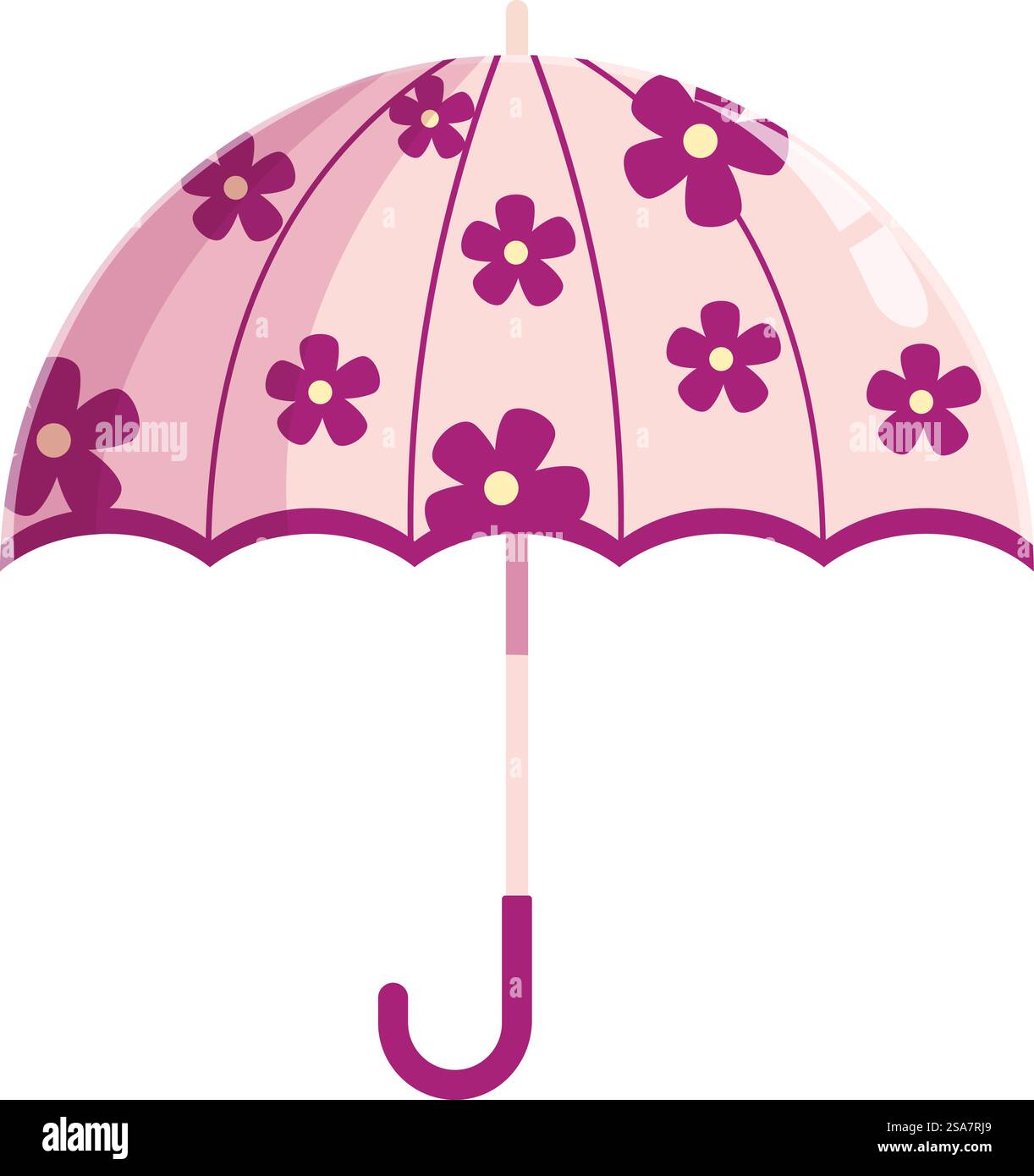 Parapluie rose avec motif de fleurs protégeant de la pluie. Parapluie rose avec motif de fleurs protégeant de la pluie Illustration de Vecteur