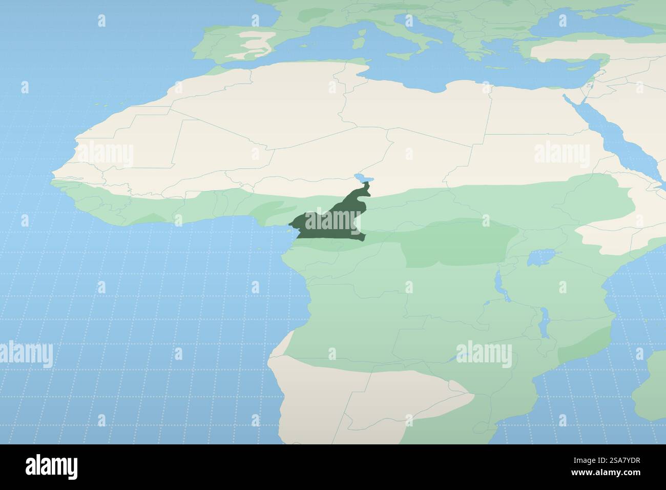 Cameroun a souligné sur une carte détaillée, l'emplacement géographique du Cameroun. Carte vectorielle. Illustration de Vecteur
