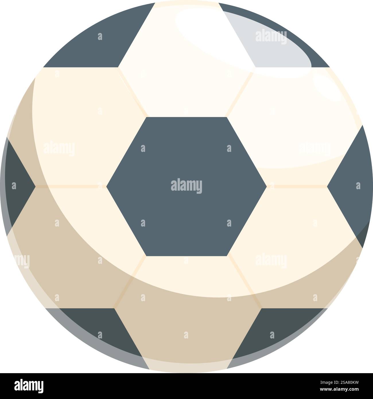 Ballon de football classique attend d'être donné des coups de pied sur le terrain et voler dans le but. Ballon de football classique brillant sous les lumières vives du stade Illustration de Vecteur